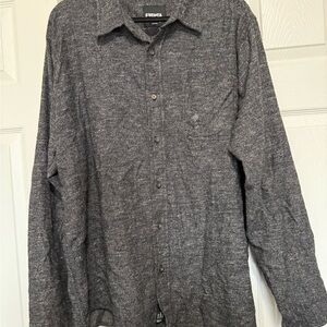 Gray Long Sleeve Button-Up Shirt